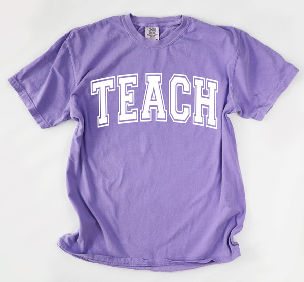 Teacher T-Shirt For Women – "Teach Inspire" Graphic Tee, Purple XX-Large Casual Top - View #7